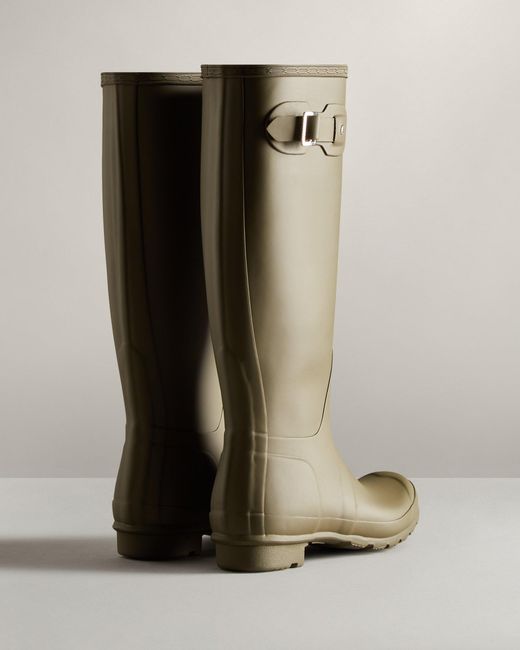 HUNTER Rubber Original Forest Tall Wellington Boots in Olive Green ...