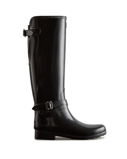 Botas De Agua Altas, Brillantes Y Ajustables Refined HUNTER de Tejido  sintético de color Negro | Lyst