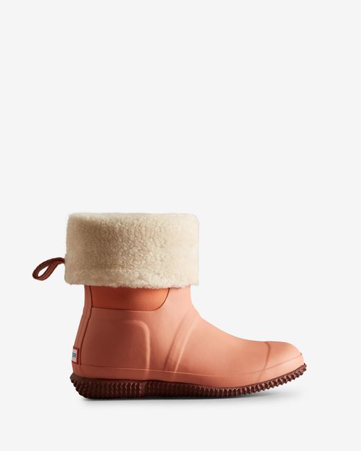 HUNTER Insulated Roll Top Vegan Shearling Boots in Pink Lyst