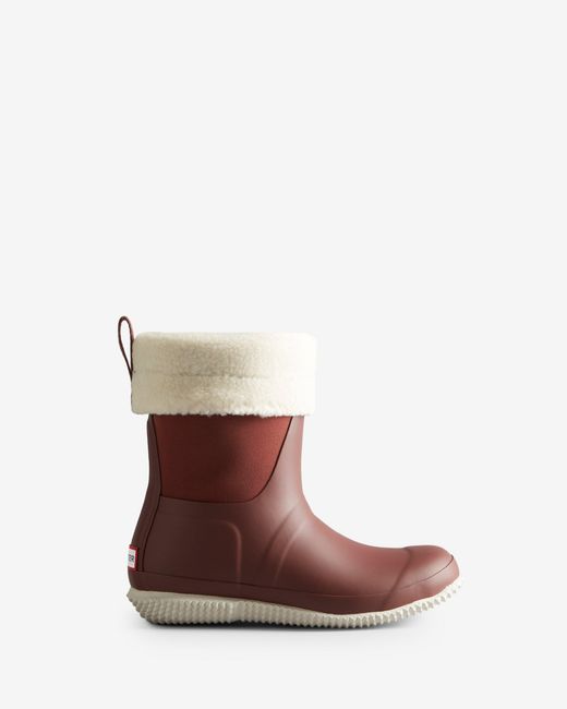 HUNTER Insulated Roll Top Vegan Shearling Boots in Brown Lyst