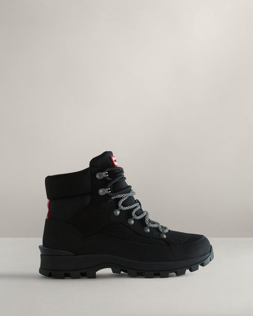 HUNTER Synthetic Explorer Insulated Laceup Commando Boots in Black