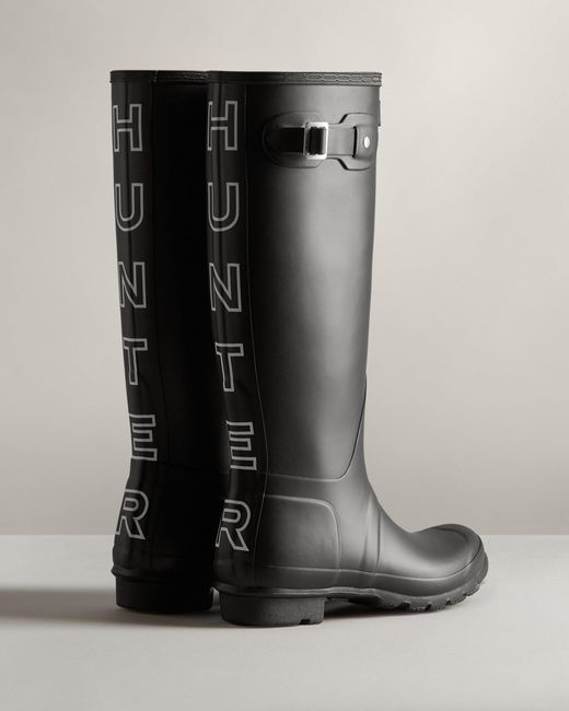hunter original tall rain boots black