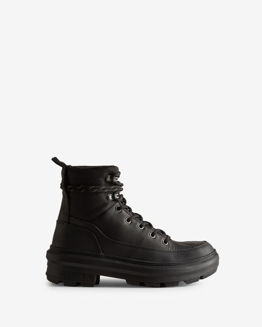 HUNTER Rebel Explorer Leather Commando Boots in Black | Lyst UK