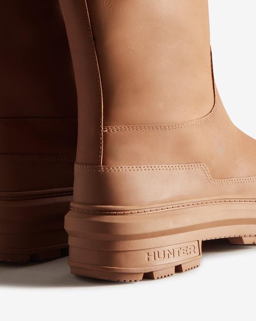 HUNTER Leather Killing Eve Tall Chasing Boots in Brown Lyst