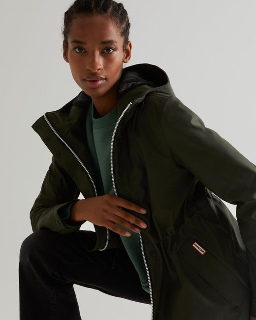 olive green rain jacket