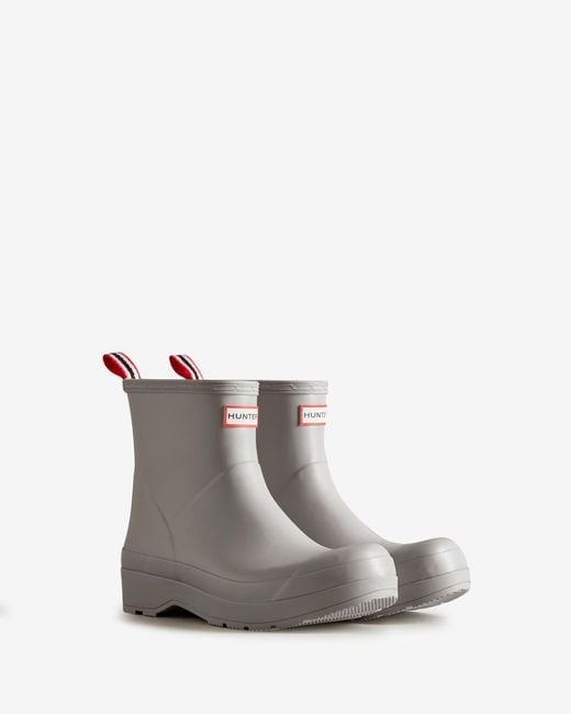 Grey Mens Shoes Boots Wellington and rain boots HUNTER Original Play Short Rubber Wellington Boots in Grey for Men 