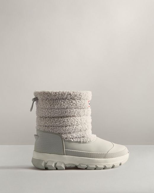 HUNTER Insulated Short Vegan Shearling Snow Boots in Gray Lyst