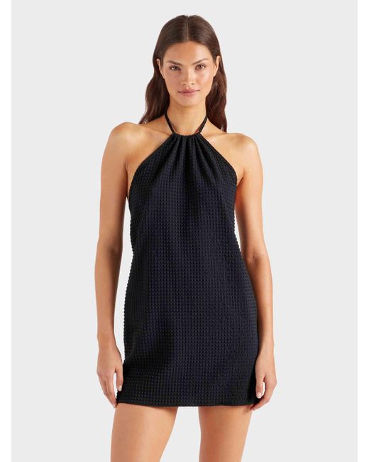 Hunza G Black Seersucker Mini Dress