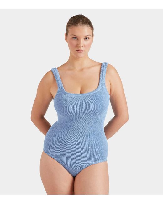 Hunza G Blue Coverage Square Neck Swim