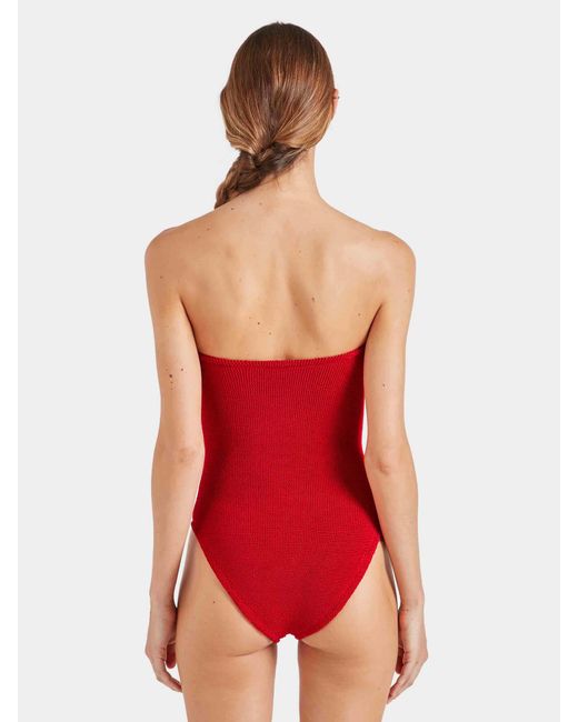 Hunza G Red Dolly Scoop Neck Swimsuit