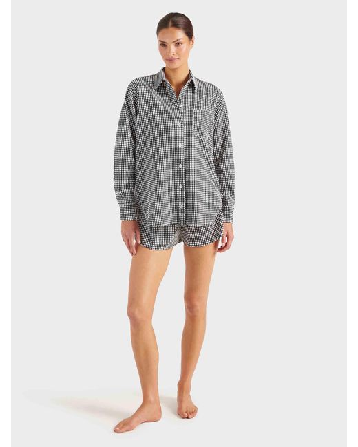Hunza G Gray Gingham Seersucker Shirt