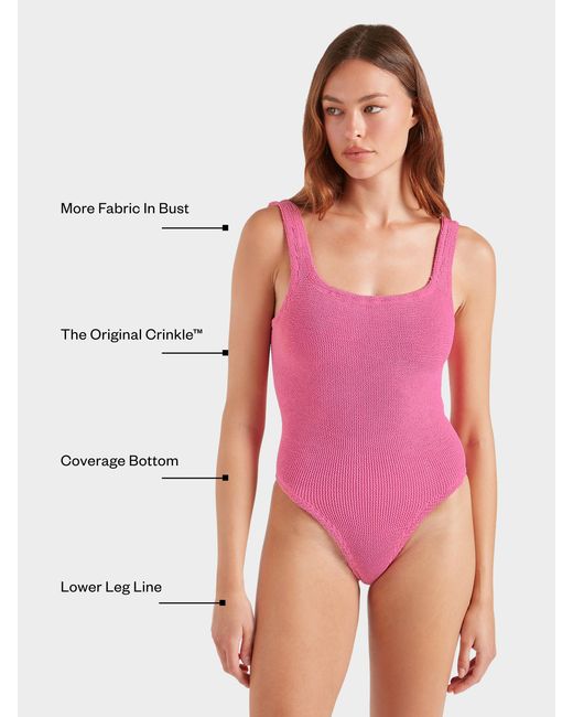 Hunza G Pink Coverage Square Neck Swim