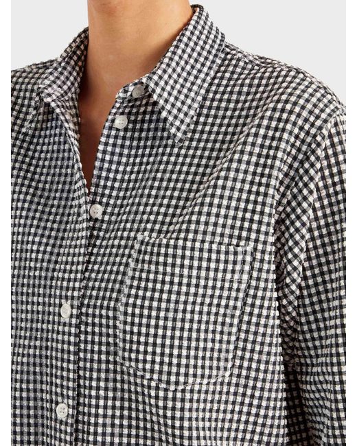 Hunza G Gray Gingham Seersucker Shirt