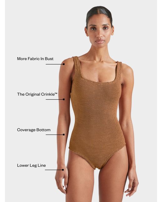 Hunza G Brown Coverage Square Neck Swim