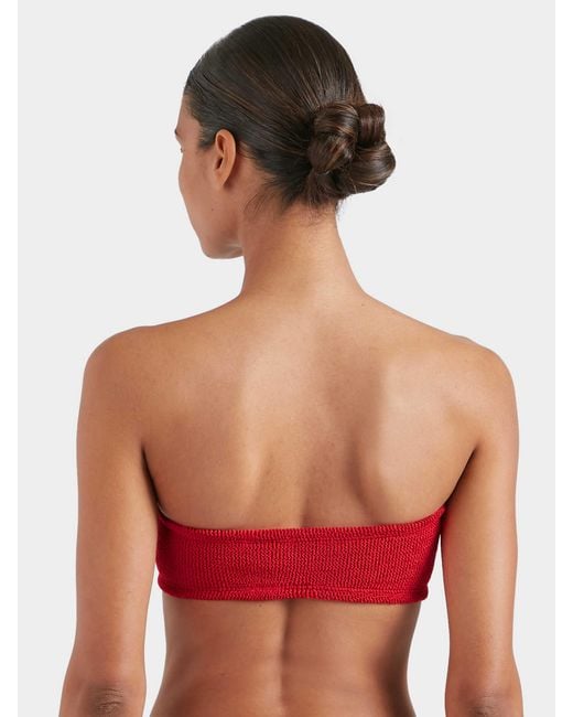 Hunza G Red Bandeau Bikini Top