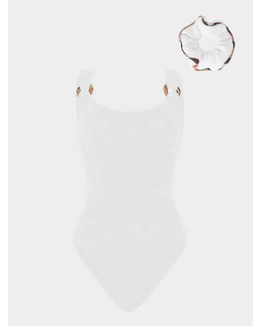 Hunza G White Burberry X Domino Swim