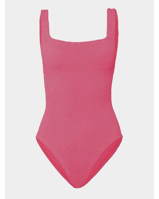 Hunza G Pink Coverage Square Neck Swim