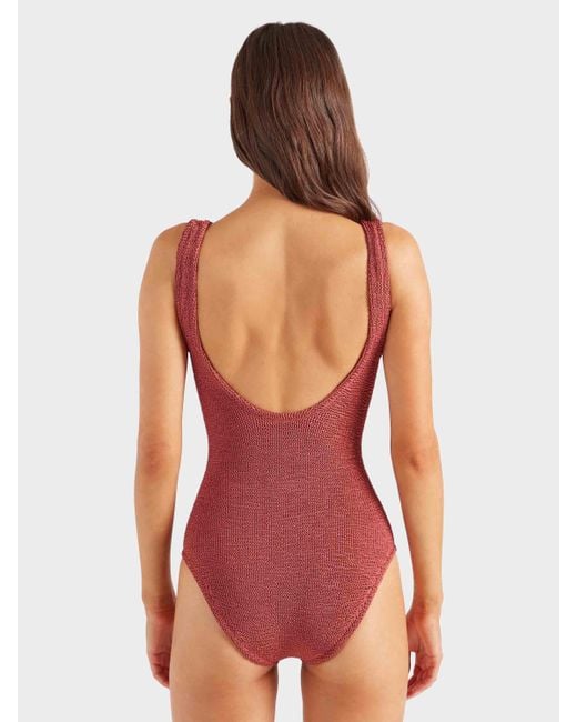 Hunza G Coverage Celine Swim With Tonal Hoops in Red | Lyst