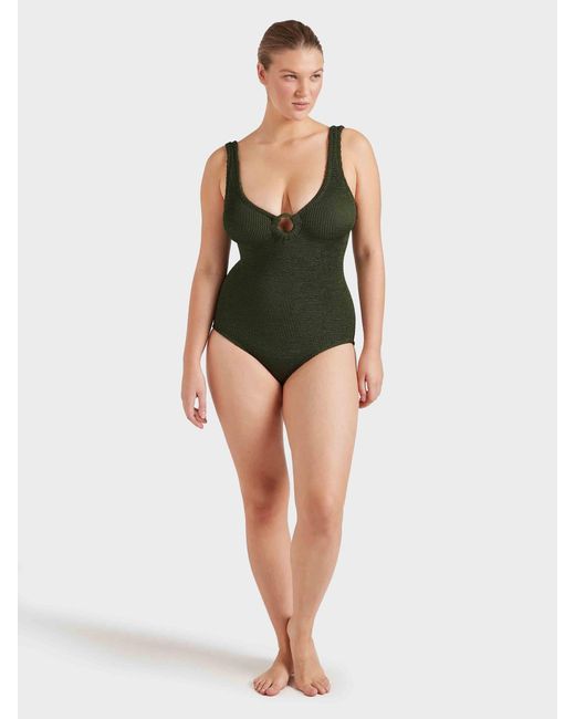 Hunza G Green Coverage Celine Swim With Tonal Hoops
