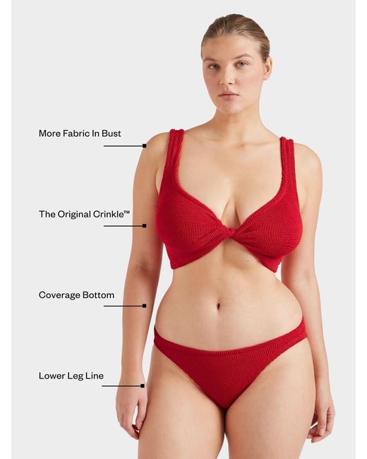 Hunza G Red Twist Detail Bikini Bottoms