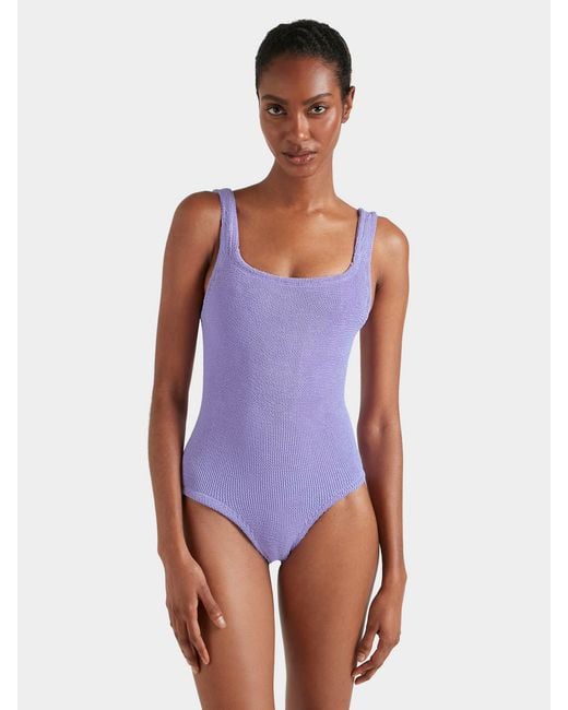 Hunza G Purple Coverage Square Neck Swim