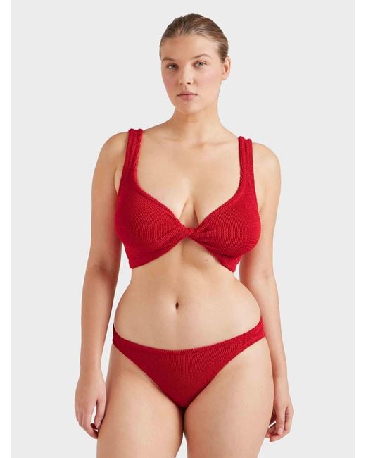 Hunza G Red Twist Detail Bikini Bottoms