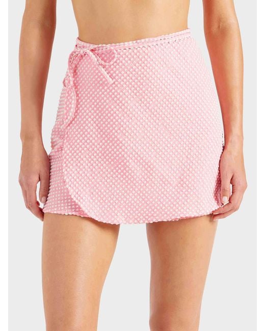 Hunza G Pink Gingham Seersucker Short Sarong