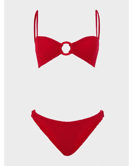 Hunza G Red Misty Bikini With Tonal Hoops