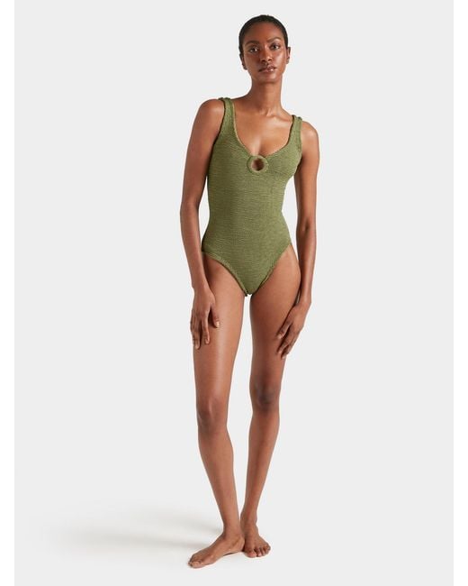 Hunza G Green Coverage Celine Swim With Tonal Hoops