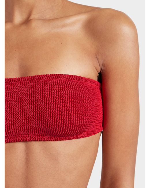 Hunza G Red Bandeau Bikini Top