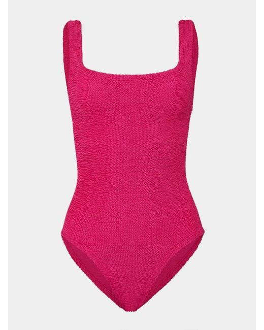 Hunza G Pink Coverage Square Neck Swim