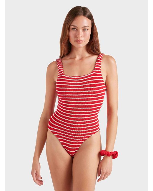 Hunza G Red Coverage Square Neck Swim
