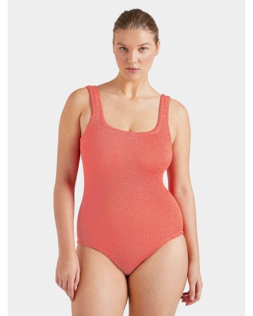 Hunza G Red Coverage Square Neck Swim