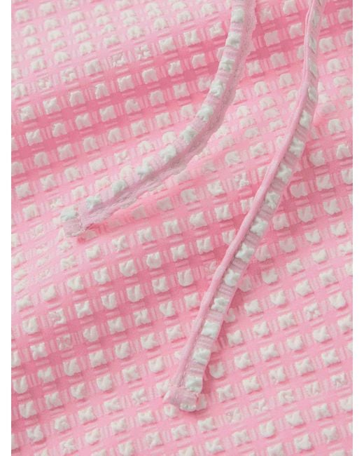 Hunza G Pink Gingham Seersucker Short Sarong