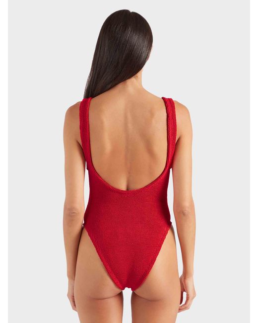 Hunza G Red Domino Swim With Tonal Hoops