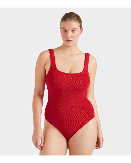 Hunza G Red Coverage Square Neck Swim