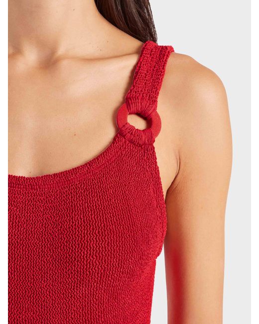 Hunza G Red Domino Swim With Tonal Hoops