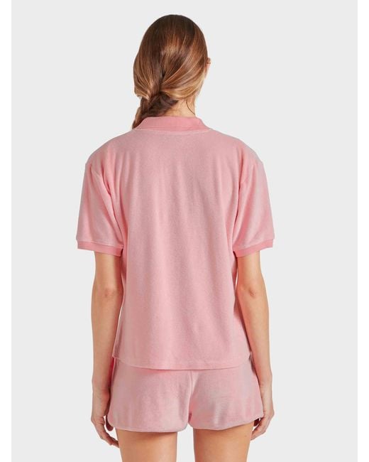 Hunza G Pink Terry Towelling Polo