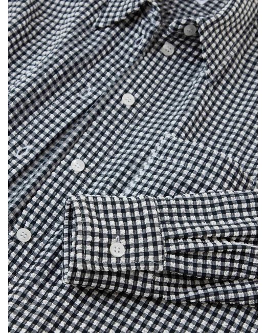 Hunza G Gray Gingham Seersucker Shirt