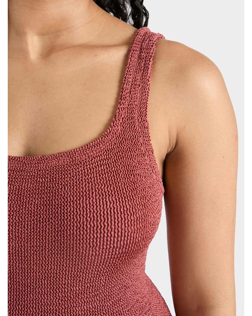 Hunza G Red Coverage Square Neck Swim