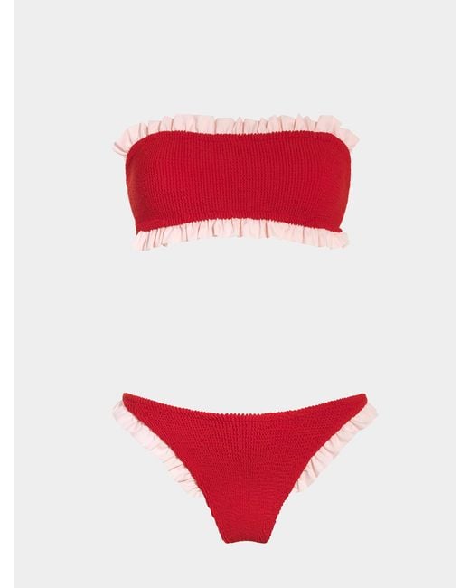 Hunza G Red Tracey Frill Bikini- Sunflower