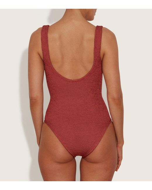 Hunza G Red Coverage Celine Swim With Tonal Hoops