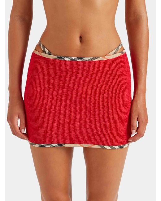 Hunza G Red Burberry X Devyn Swimskirt/Top
