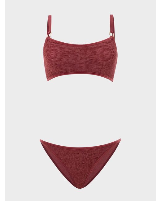 Hunza G Red Iris Bikini Withgold Hoops