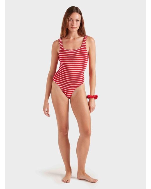 Hunza G Red Coverage Square Neck Swim