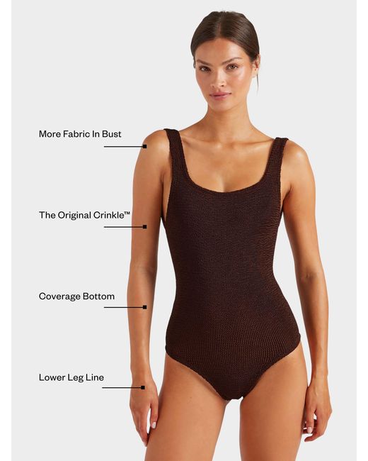 Hunza G Brown Coverage Square Neck Swim