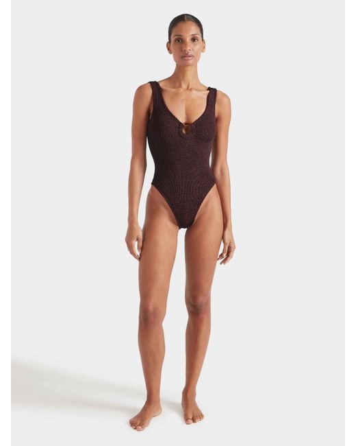 Hunza G Brown "Celine Swim" One Piece Swimsuit