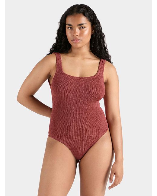 Hunza G Red Coverage Square Neck Swim