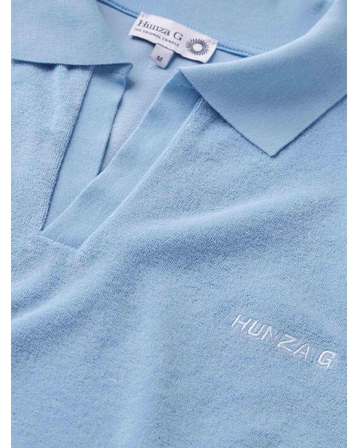Hunza G Blue Terry Towelling Polo
