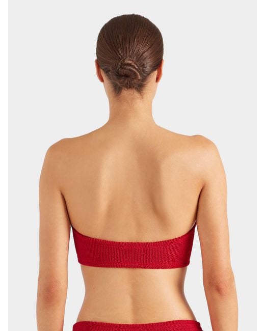 Hunza G Red Jean Bikini Top